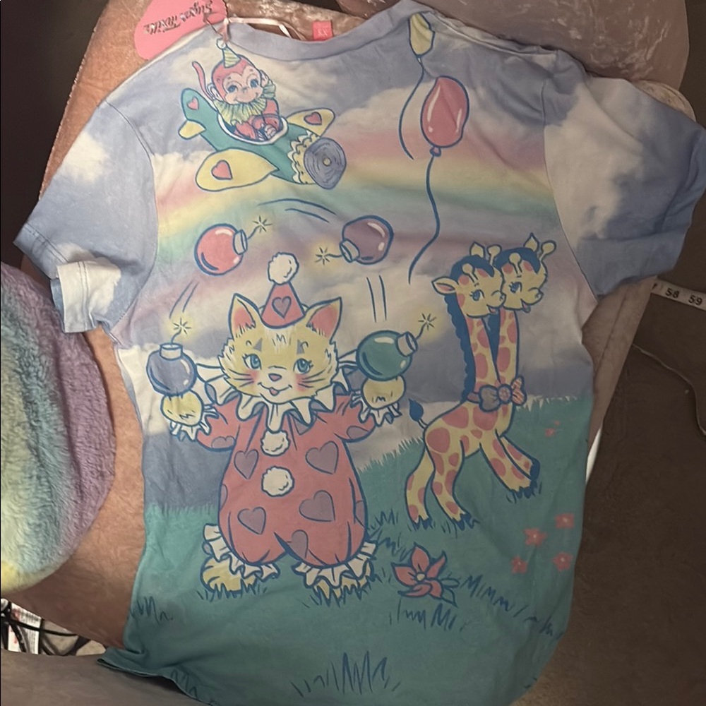 Dolls Kill Sugar Thrillz Colorful T-Shirt size XS! BNWT - Picture 4 of 5